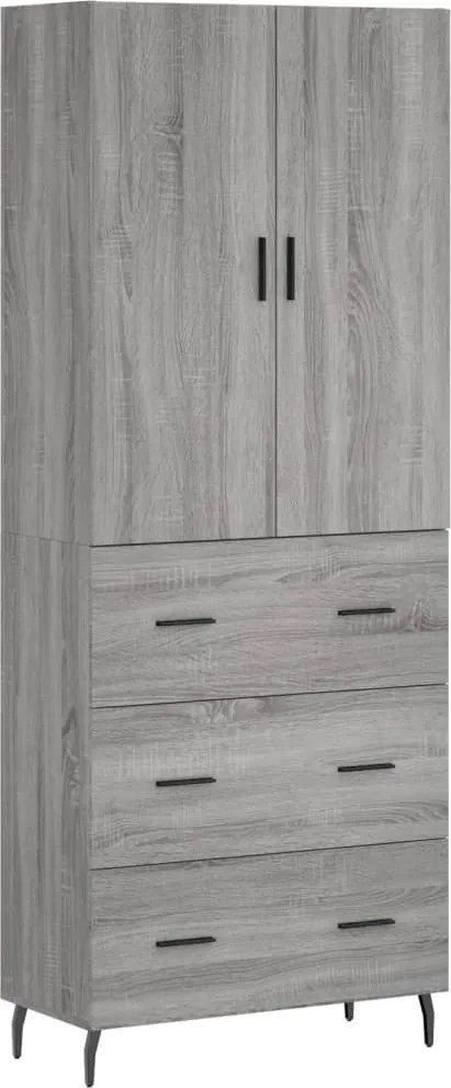 vidaXL Dulap înalt, gri sonoma, 69,5x34x180 cm, lemn compozit