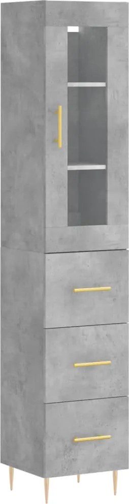 vidaXL Dulap înalt, gri beton, 34,5x34x180 cm, lemn prelucrat