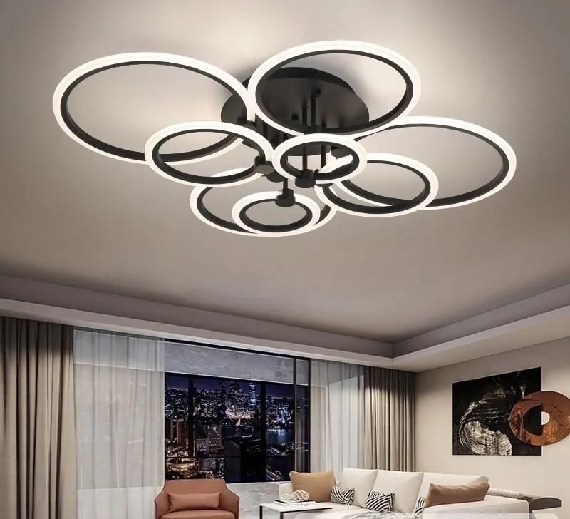 Lustra LED Eclipse Negru – 208W, cu telecomanda