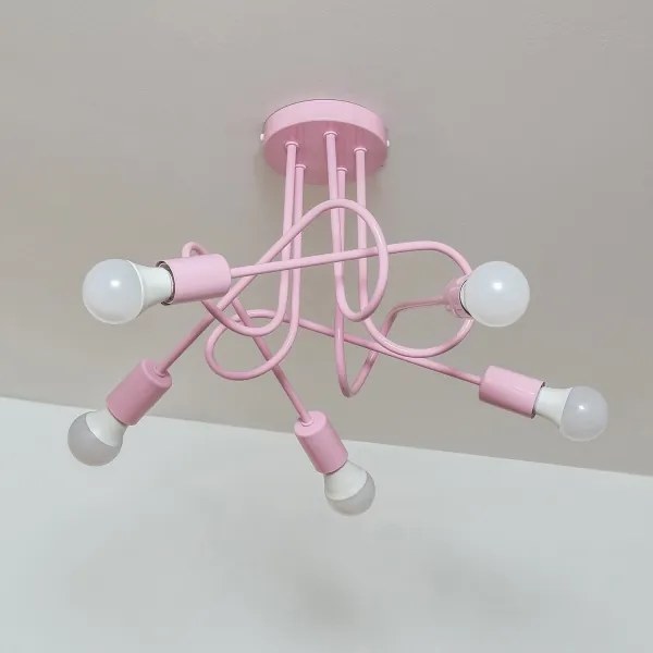 Lustră aplicată OXFORD 5xE27/15W/230V roz