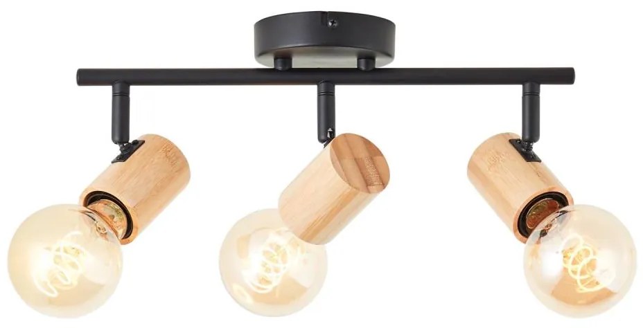 Brilliant - Lampă spot KERRY 3xE27/40W/230V, negru/bambus