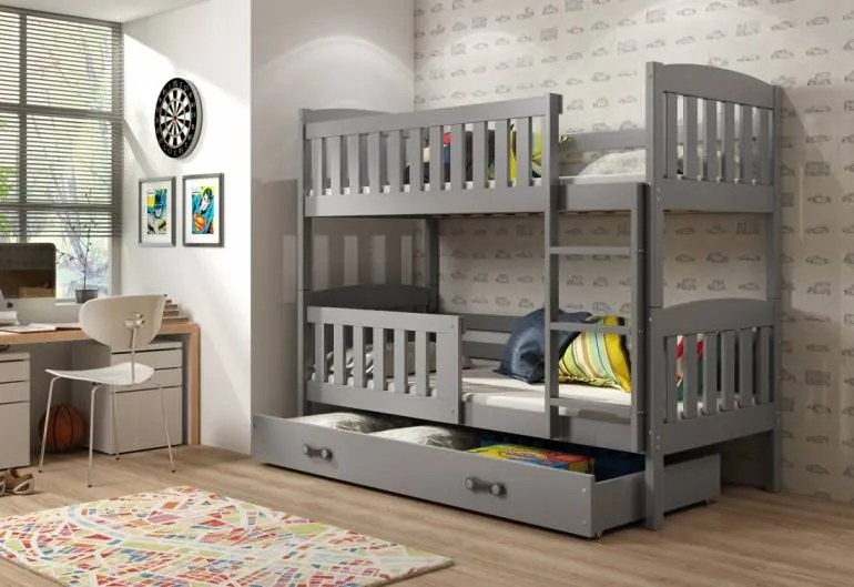 Expedo Pat supraetajat FLORENT 2 + SD + saltea + somieră GRATIS, 90x200, grafit, grafit