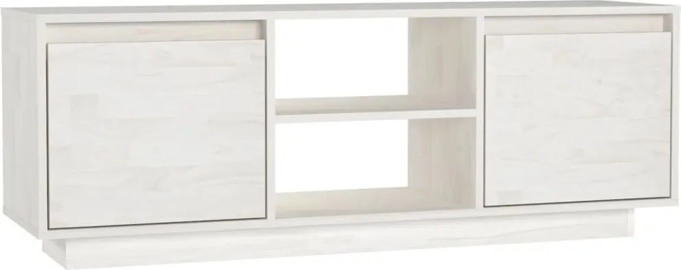 vidaXL Comodă TV, alb, 110x30x40 cm, lemn masiv de pin