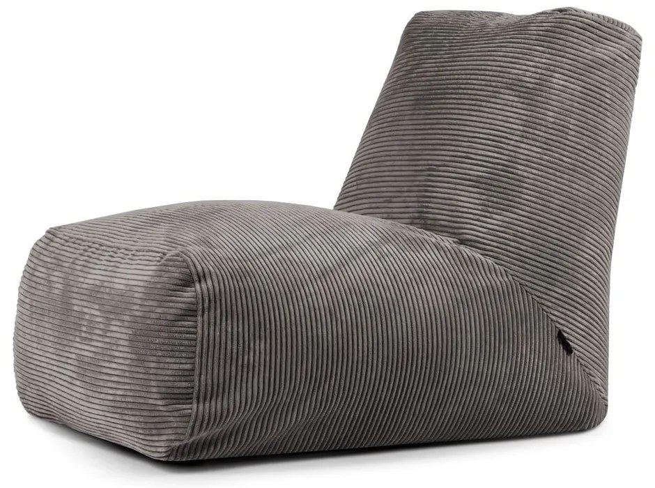 Fotoliu bean bag gri închis cu tapițerie din catifea reiată Tube – SLOWDOWN