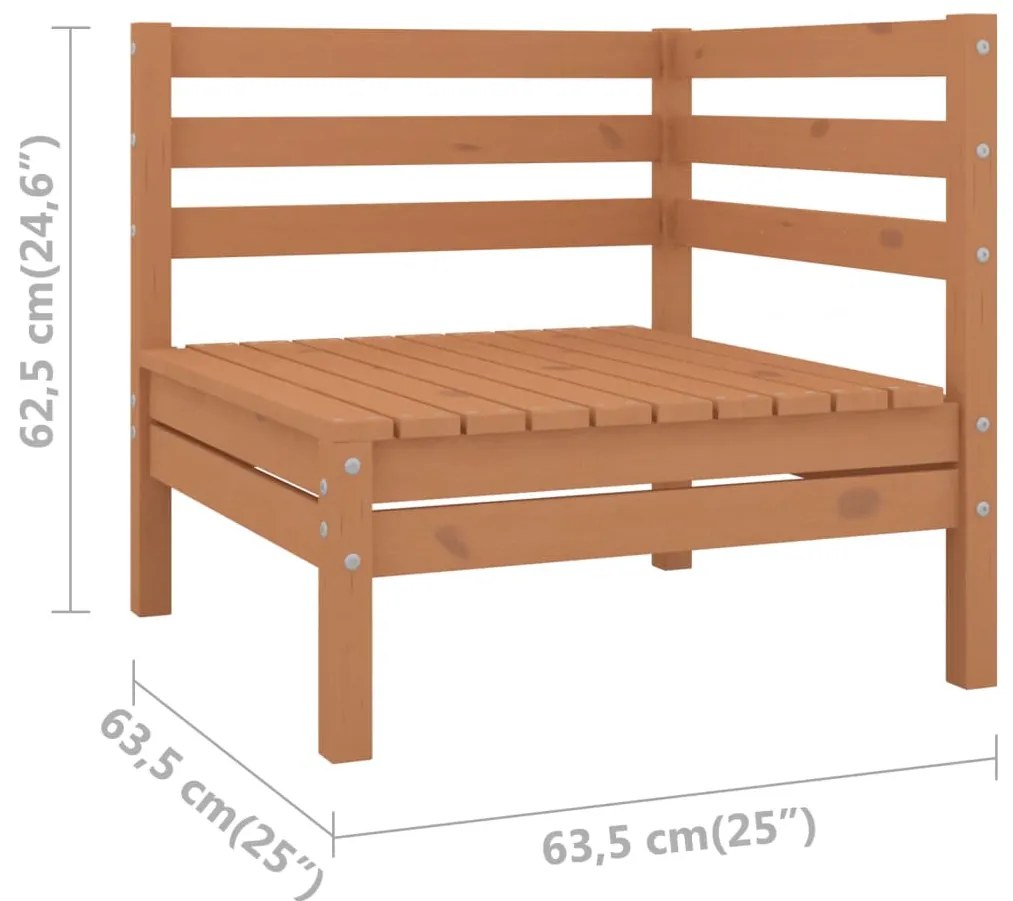 Set mobilier de gradina, 3 piese, maro miere, lemn masiv de pin maro miere, 2x colt + masa, 1