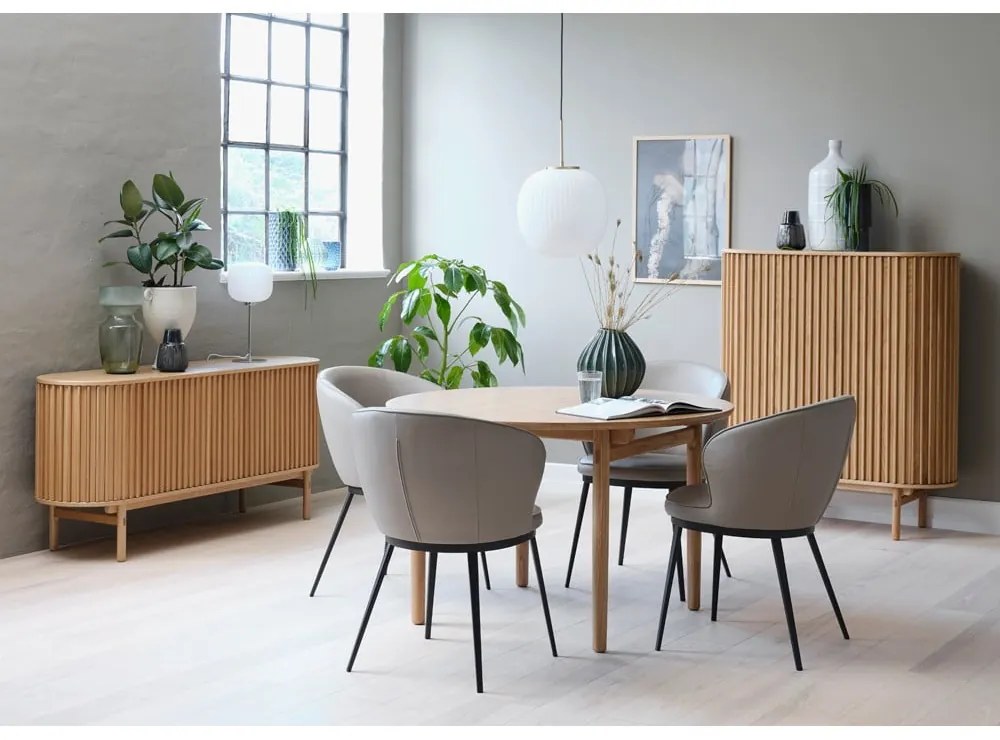 Masă de dining rotundă extensibilă cu aspect de lemn de stejar ø 120 cm Carno – Unique Furniture