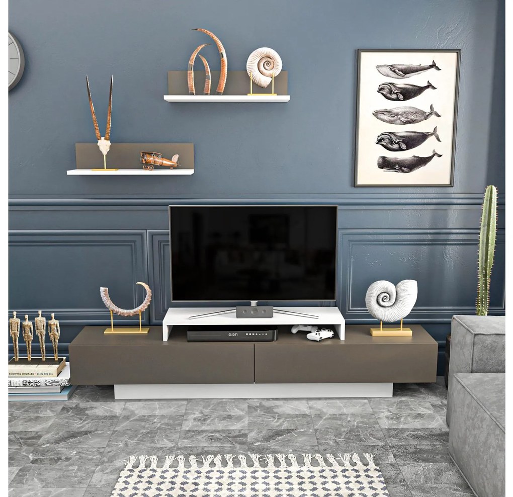 Mobilier living Lusalona (alb + maro). 1107305