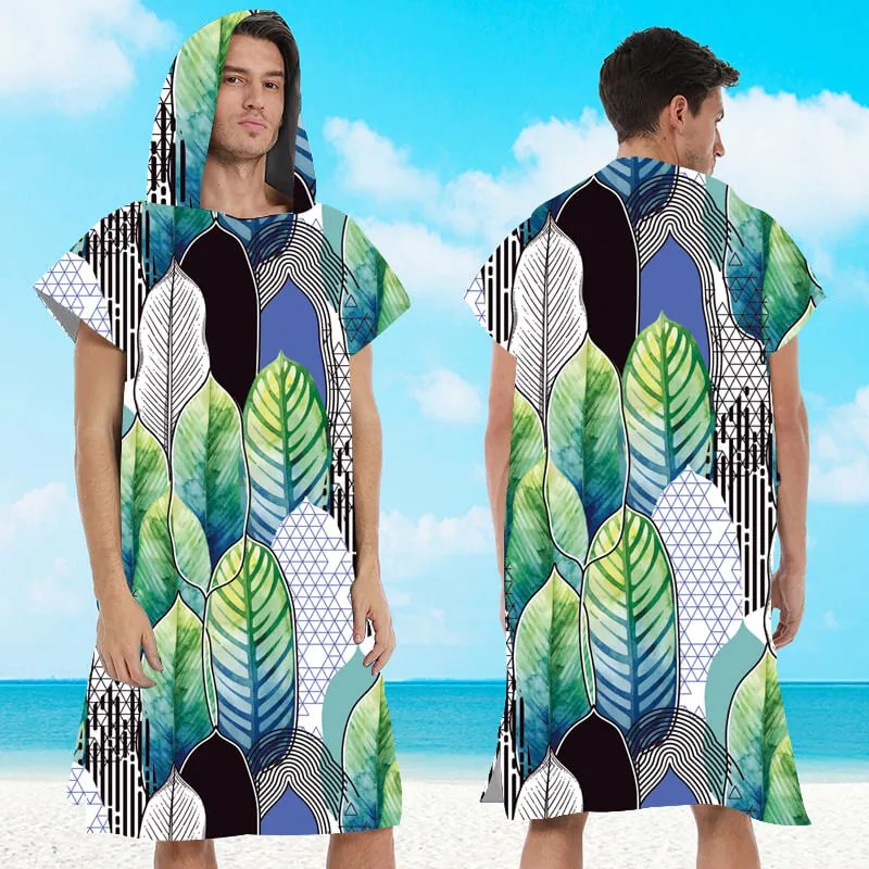 Poncho prosop de plaja FEATHER verde-albastru 80x145 cm