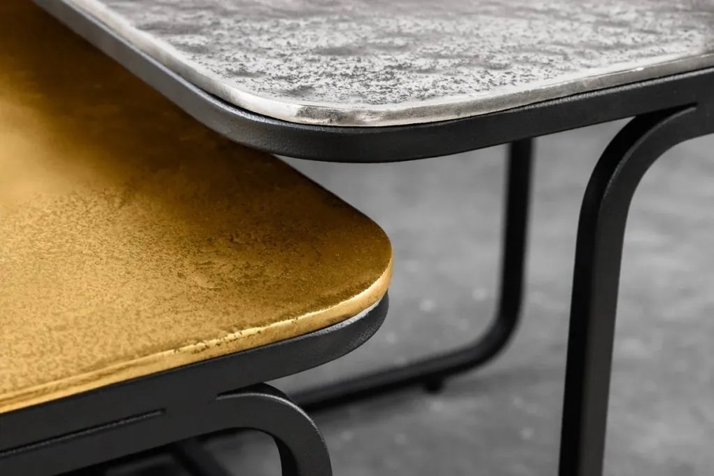 Set de 2 masute de cafea Abstract auriu/ argintiu A-43515 VC