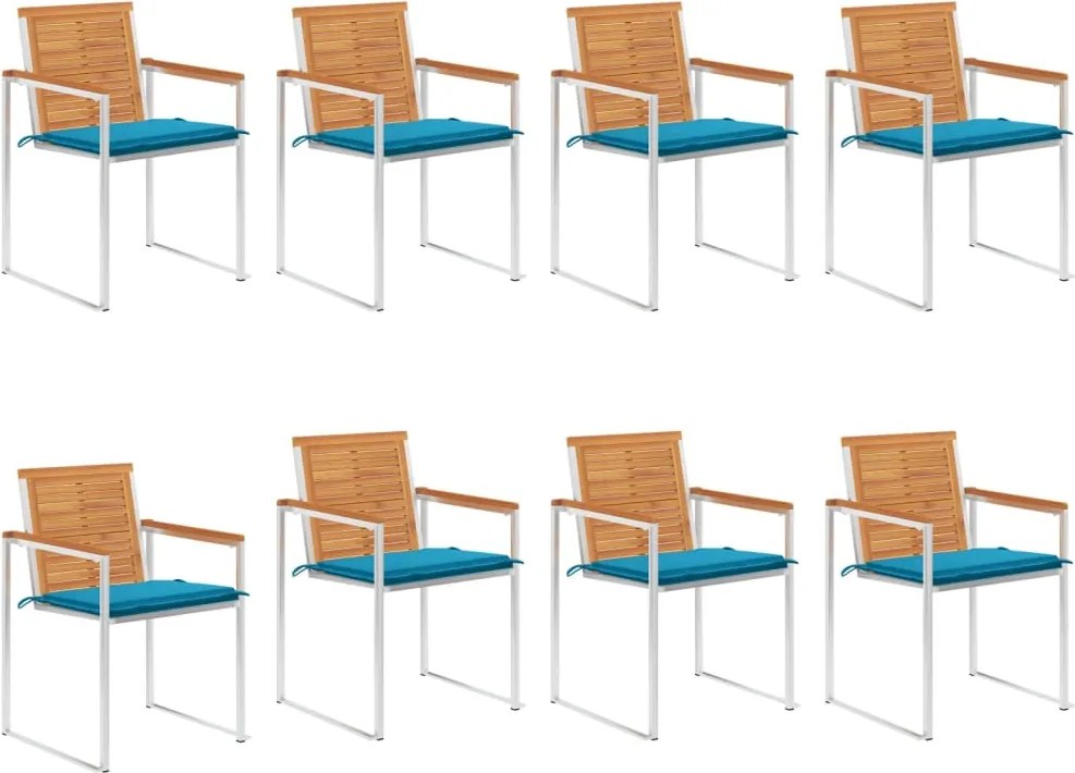 vidaXL Scaune de grădină cu perne, 8 buc., lemn masiv de acacia