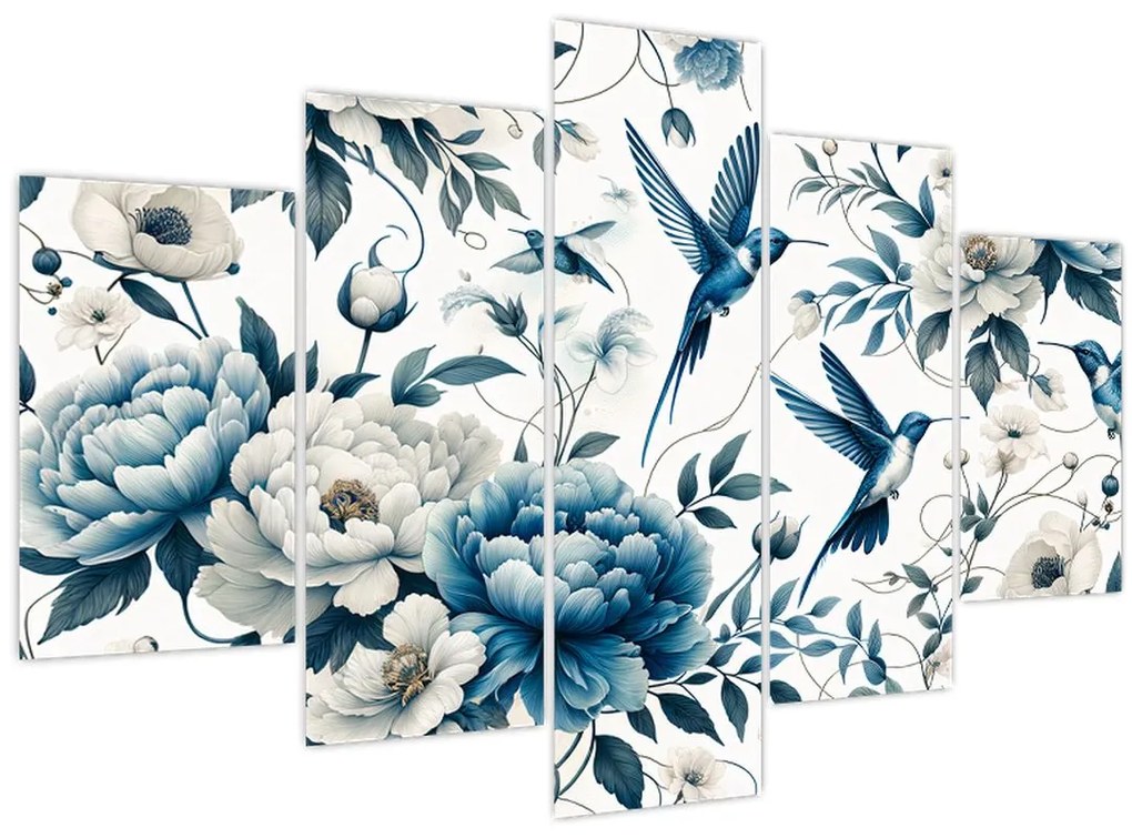Tablou - Colibri cu flori (150x105 cm)