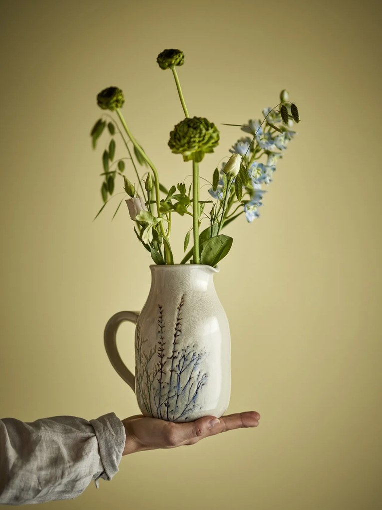 Carafă din ceramică cu flori de câmp aplicate manual, D12×H19,5 cm, 1500 ml, „Bea"