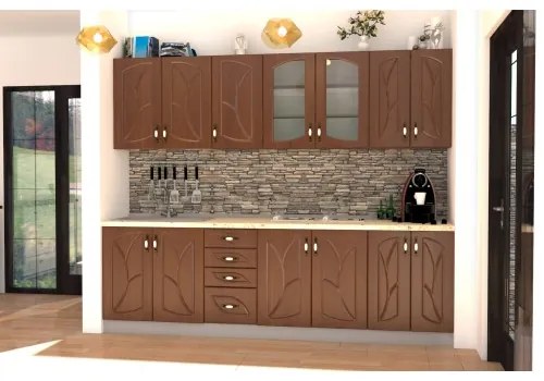 Bucatarie Zebra 2.6m MDF Cedru - frezare frunza