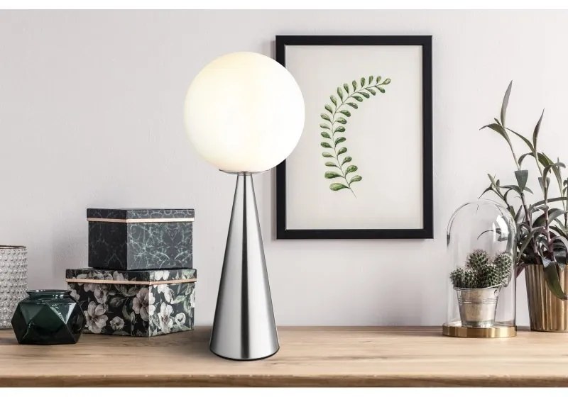 Veioza/Lampa de masa design modern PINPAL nickel/opal