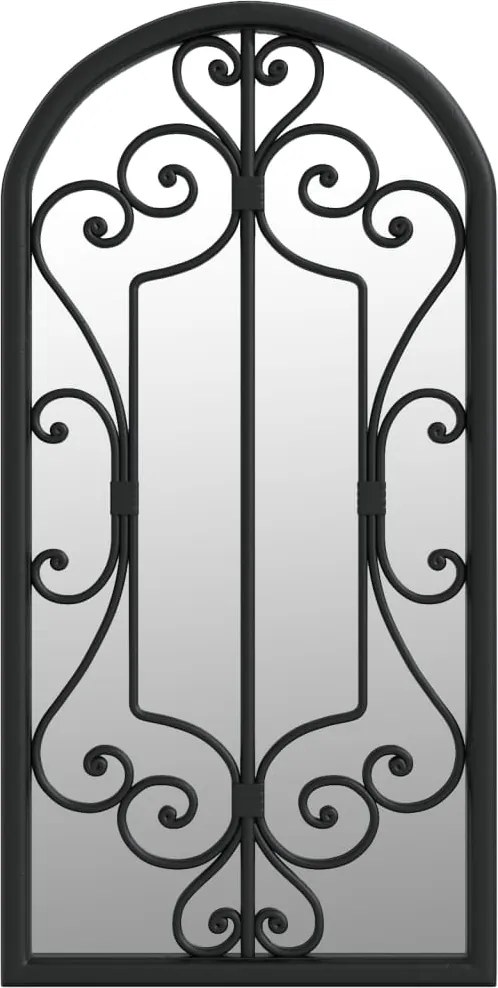 vidaXL Oglindă de grădină, negru, 70x30 cm, fier, uz exterior