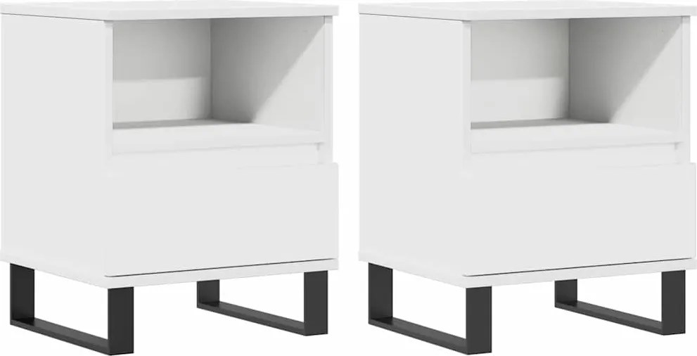 vidaXL Noptiere, 2 buc., alb, 40x35x50 cm, lemn compozit