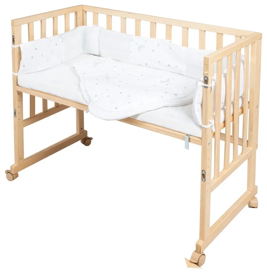 Pătuț în culoare naturală cu roți 90x45 cm Star Magic – Roba