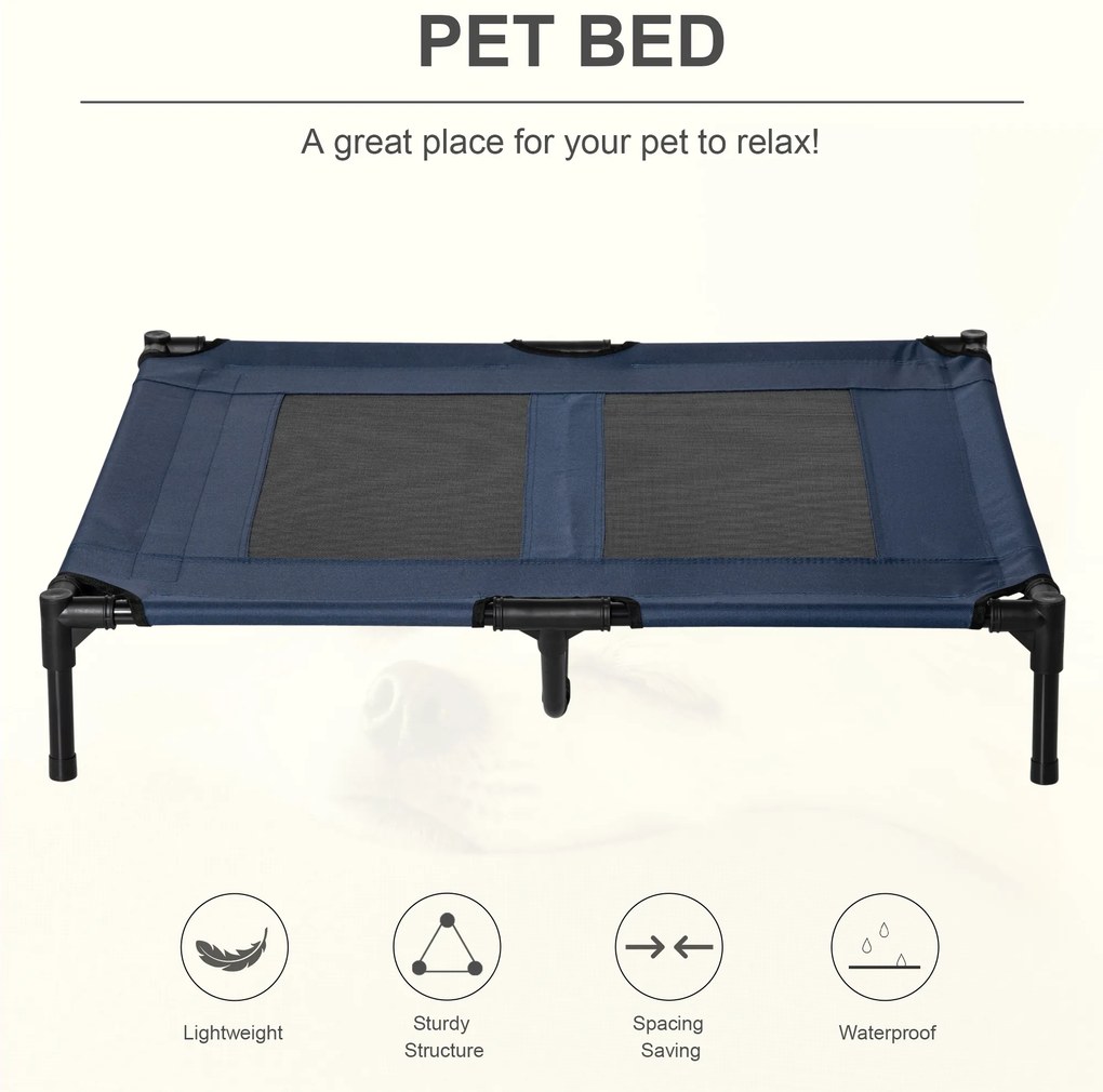 PawHut Pat pe picioare pat pentru câini pisici pat de tabără pat ridicat animale material textil Oxford textilenă micro-perforată oțel | Aosom Romania