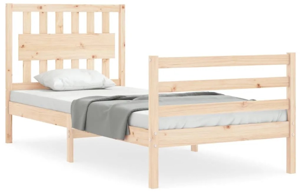3194276 vidaXL Cadru de pat cu tăblie single, lemn masiv