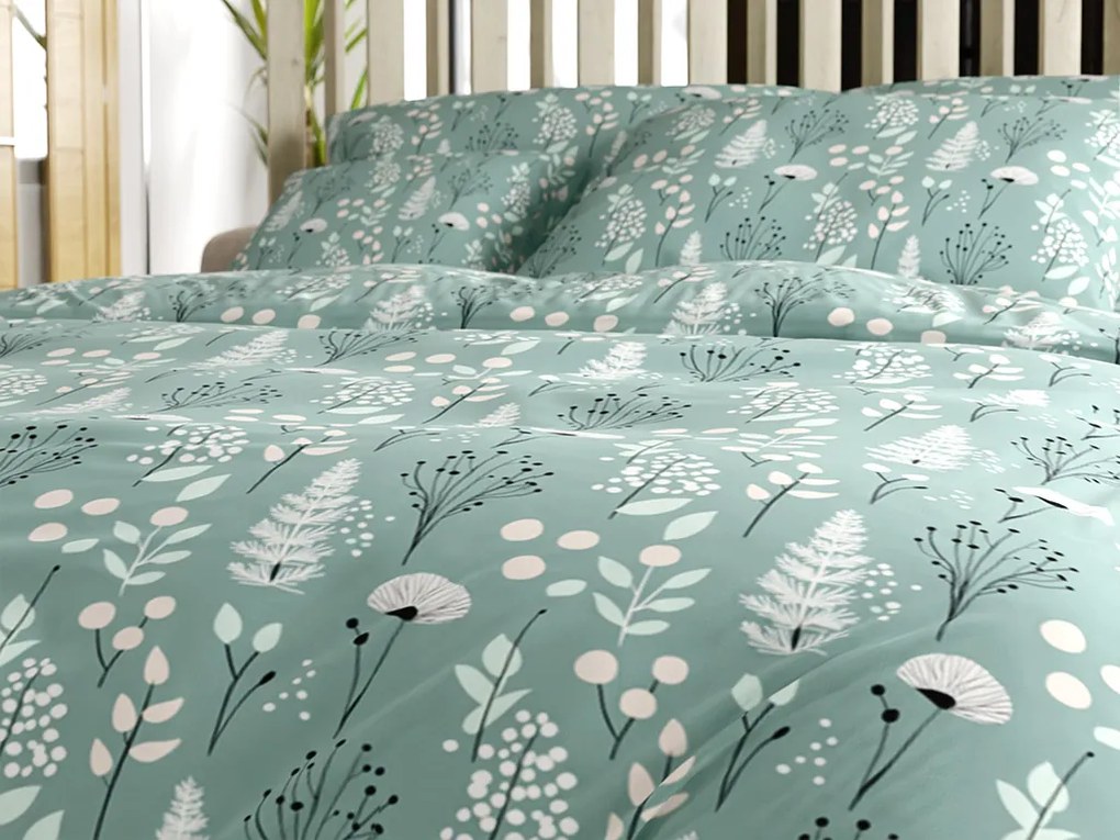 Lenjerie de pat din bumbac WILD FLOWERS mentolove Dimensiune lenjerie de pat: 70 x 90 cm | 140 x 220 cm
