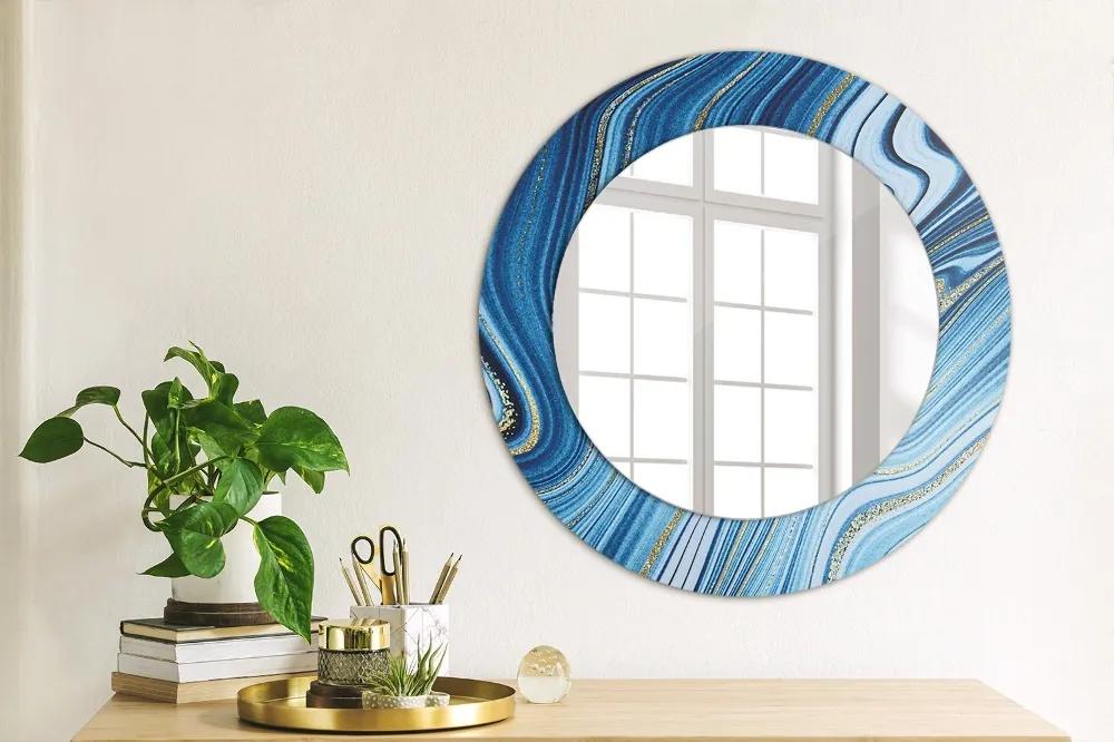 Oglinda cu decor rotunda Marmură albastră