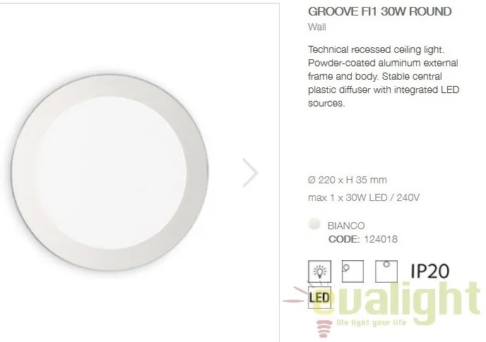 Spot incastrabil pt. tavan fals cu LED GROOVE FI1 30W ROUND 124018