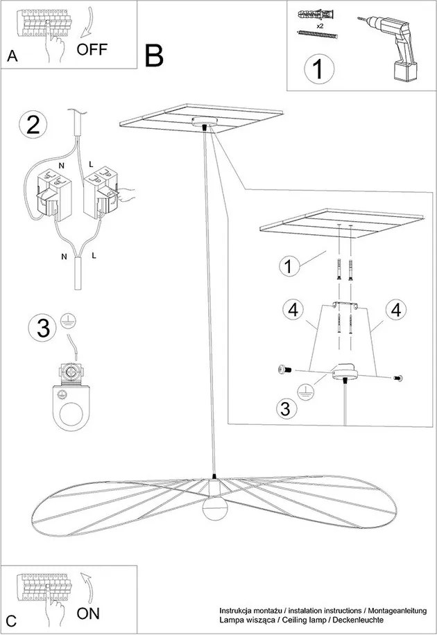 Lustră neagră ø 140 cm Elliot – Sollux
