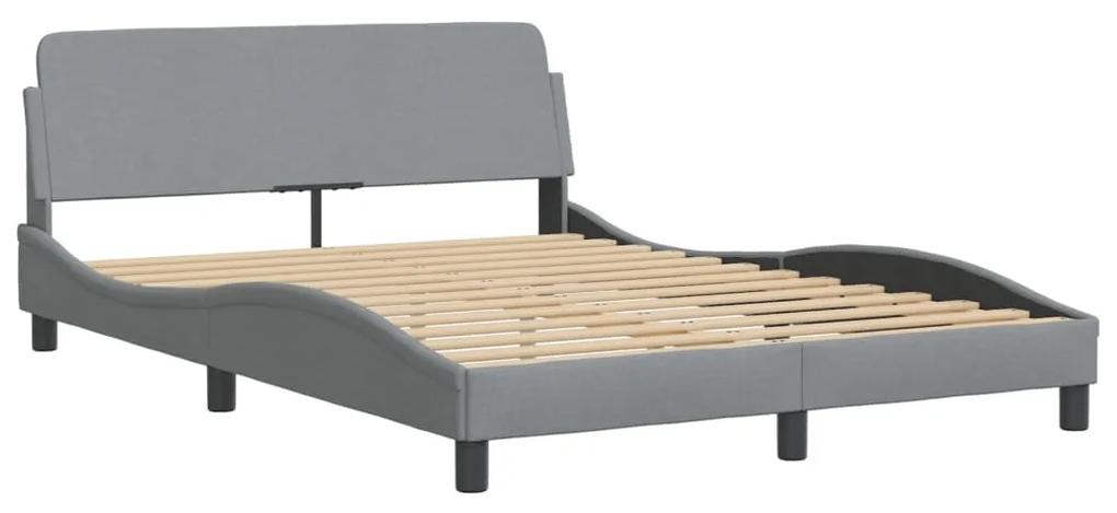 373185 vidaXL Cadru de pat cu tăblie, gri deschis, 140x200 cm, textil