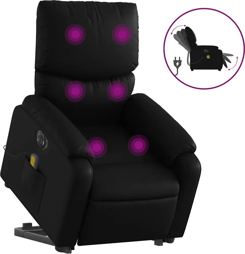 vidaXL Fotoliu electric masaj rabatabil cu ridicare, negru