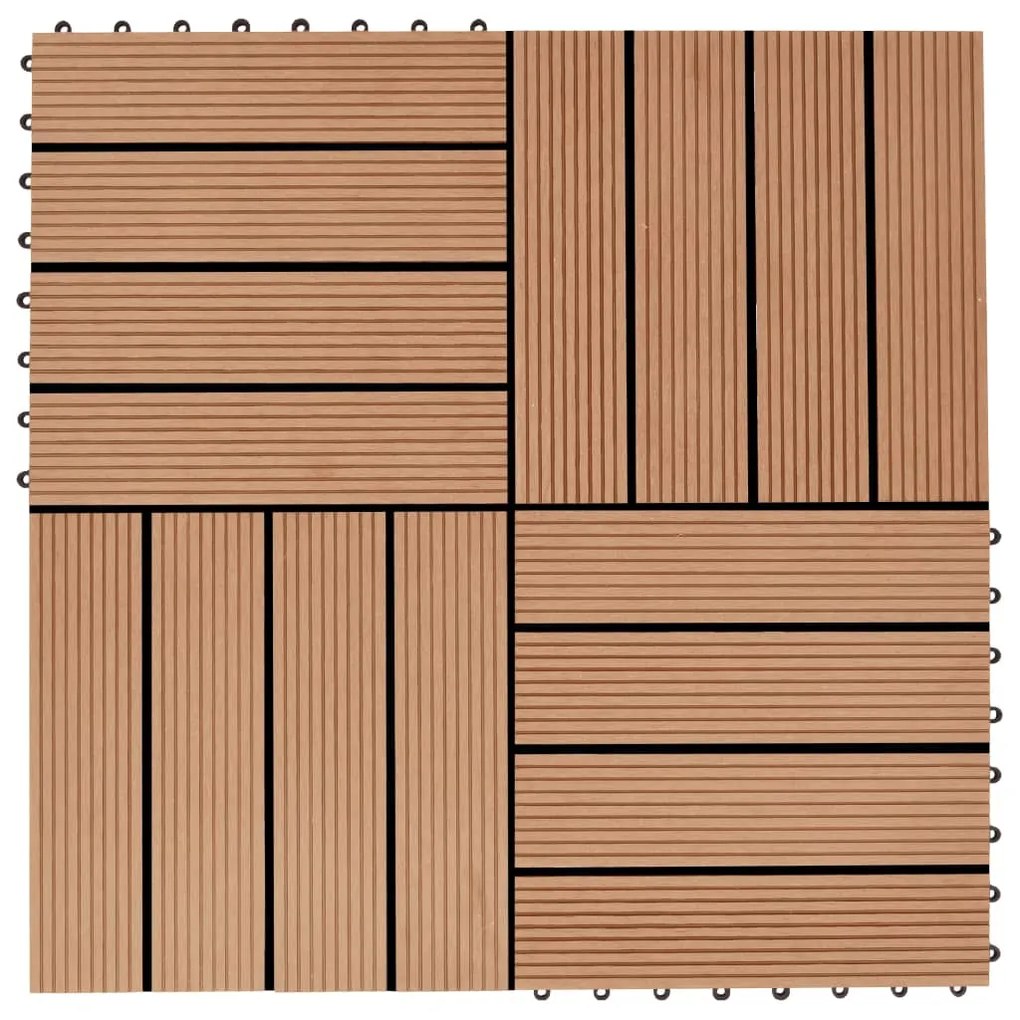 Placi de pardoseala, 22 buc., culoare tec, 30x30 cm, WPC, 2 mp Culoarea lemnului de tec, 22, Model 1