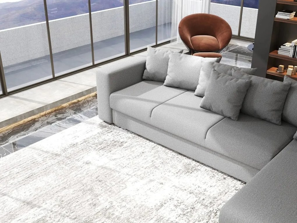 Colțar extensibil dumonde cu ladă de depozitare si sezut confortabil din spuma high-density, Gloria Enjoy Grey II 320x183 cm