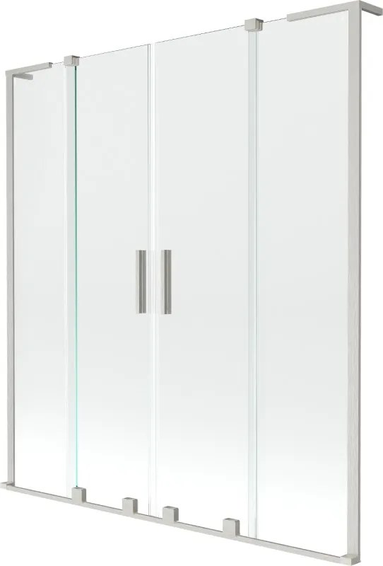 Mexen Velar L Duo paravan pentru cadă, cu 2 uși culisante, 150 x 150 cm, transparent, nichel periat - 896-150-003-02-97