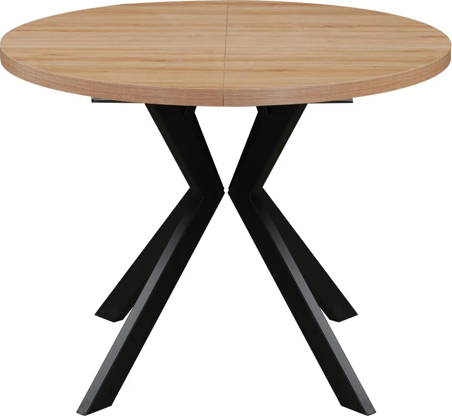 Masă extensibilă de sufragerie, stejar deschis/negru, 100-250x75,5 cm, LUKOS