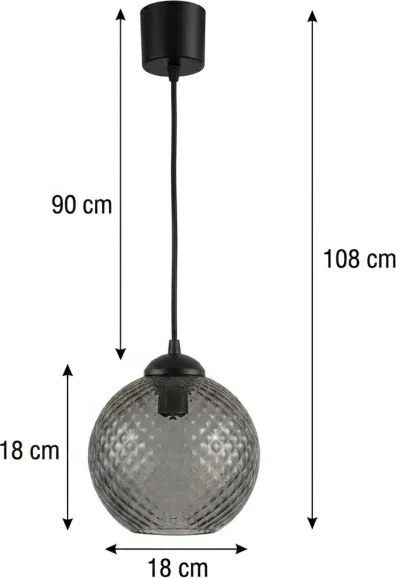 Brilagi - Lustra LED suspendată pe cablu R GLASS 1xE27/60W/230V Ø 18 cm negru/gri fumuriu