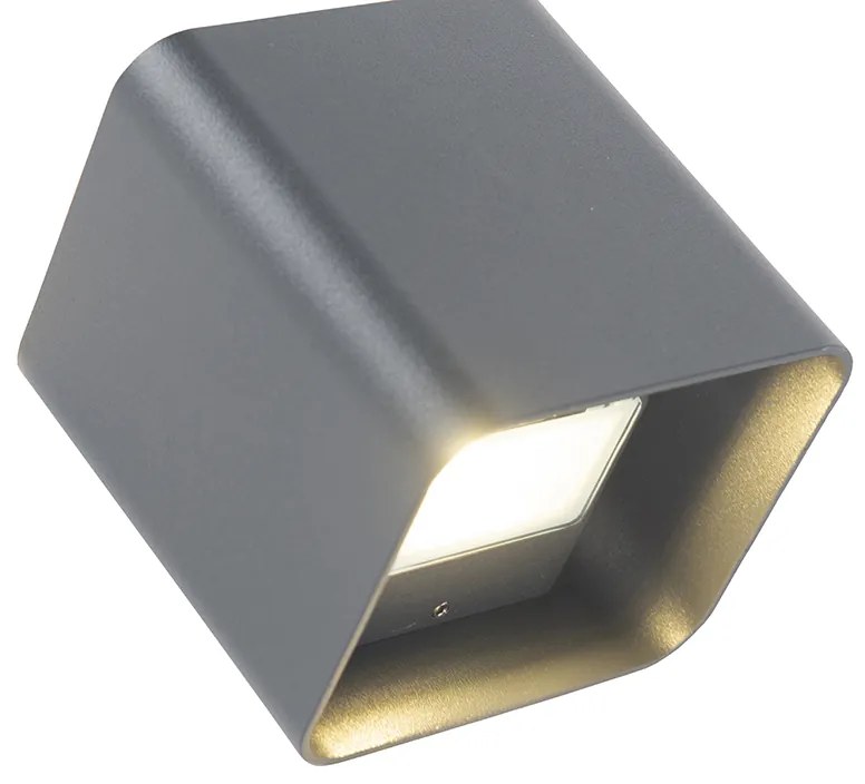 Aplică modernă gri închis cu LED IP54 pătrată - Evi