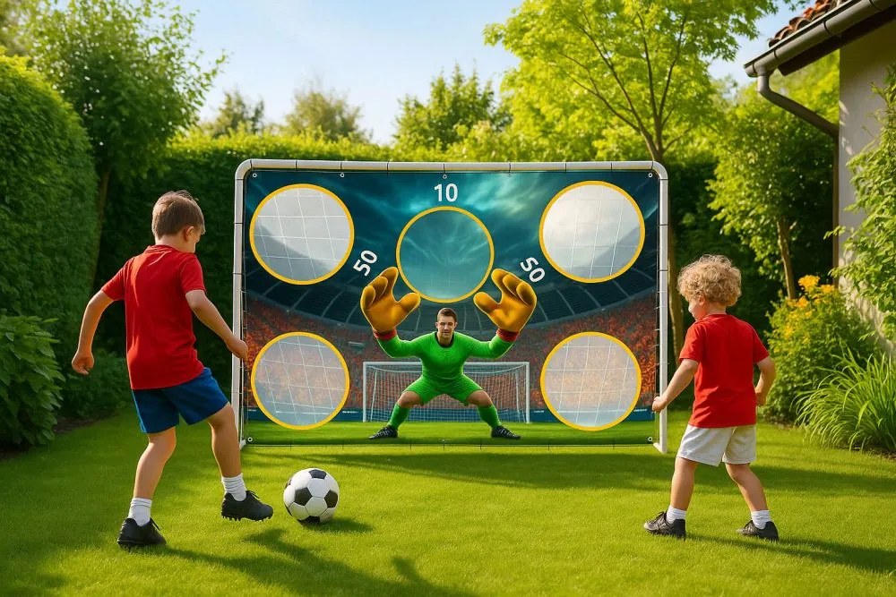 Poartă de fotbal cu perete cu țintă 180x61x122 cm