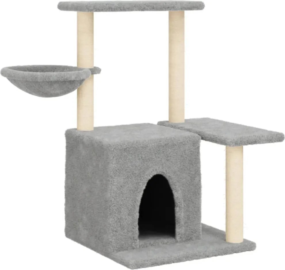 vidaXL Ansamblu de pisici, stâlpi din funie sisal, gri deschis, 83 cm