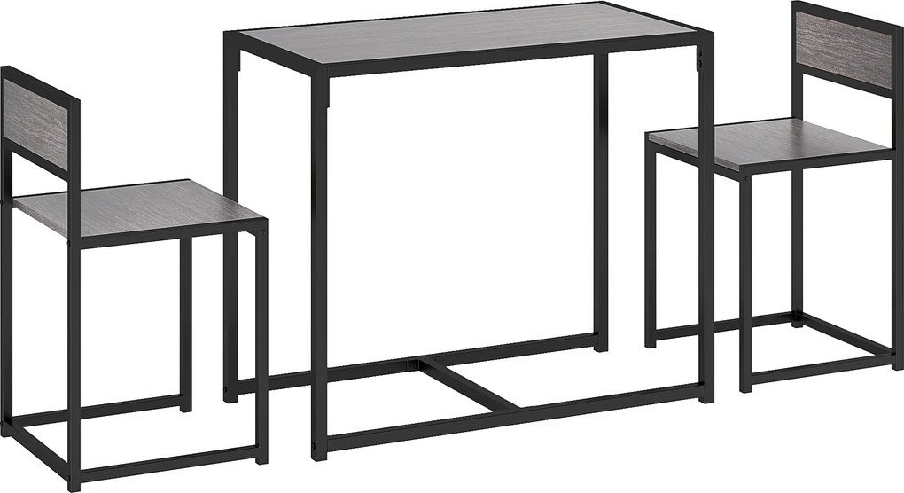 HOMCOM Set bar 3 piese, 2 scaune, 1 masă, 90 cm x 47 cm x 76 cm, Gri | Aosom Romania