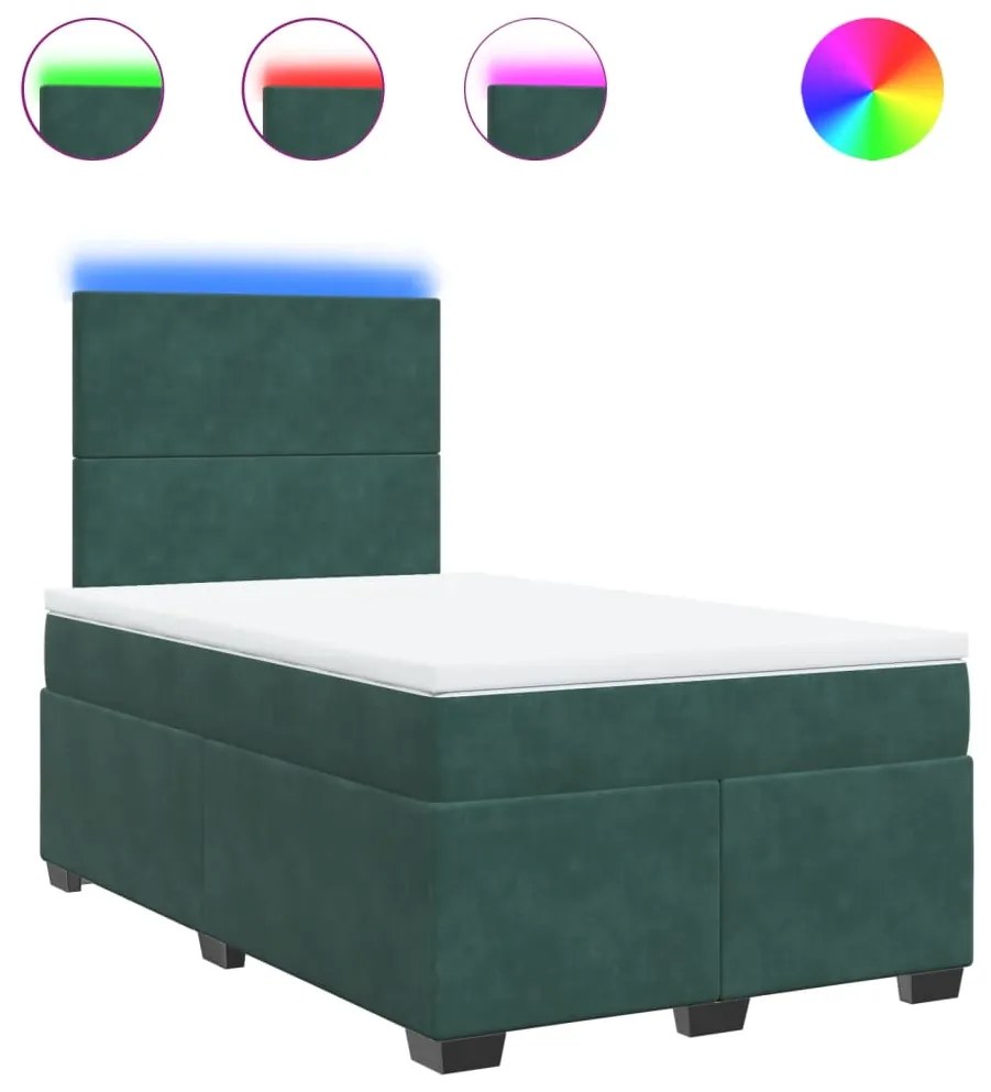 3293155 vidaXL Pat box spring cu saltea, verde închis, 120x190 cm, catifea