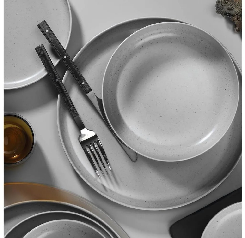 Set de masă 16 piese gri/porțelan