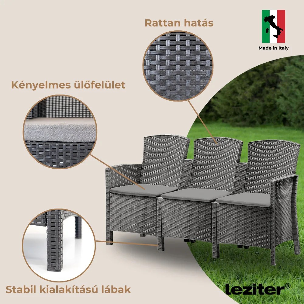 Canapea de grădină Lima cu 3 locuri, grafit