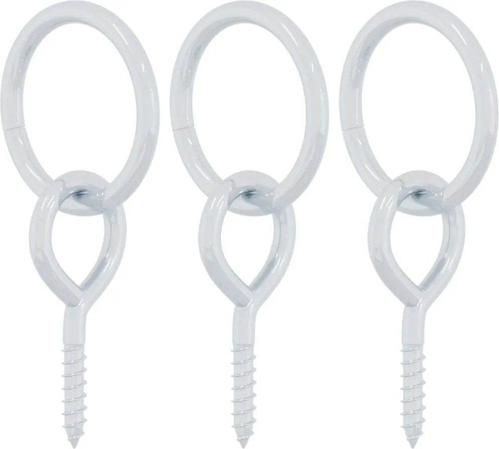 vidaXL Inele de legare a calului cu șuruburi cu ochi, 3 buc., argintiu, oțel