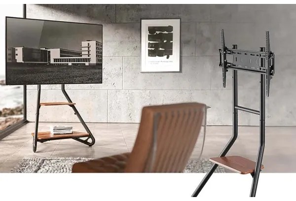 Suport de podea pentru televizor Nedis TVSM6200BK 37-75" negru/maro