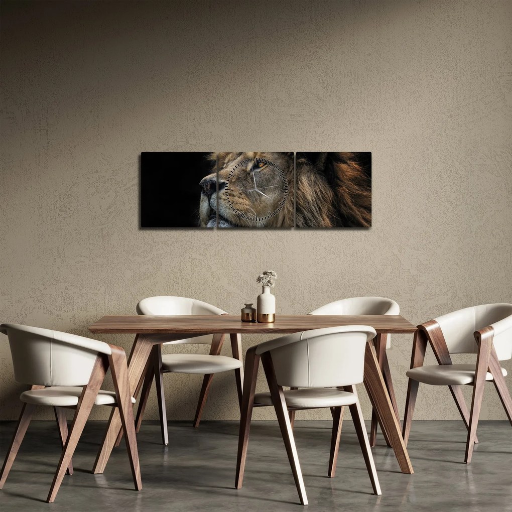 Tablou - Leul maiestuos (cu ceas) (90x30 cm)