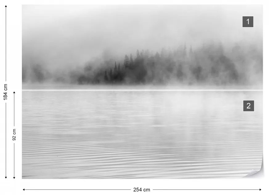 Fototapet- Ceață peste Lac – Alb-Negru