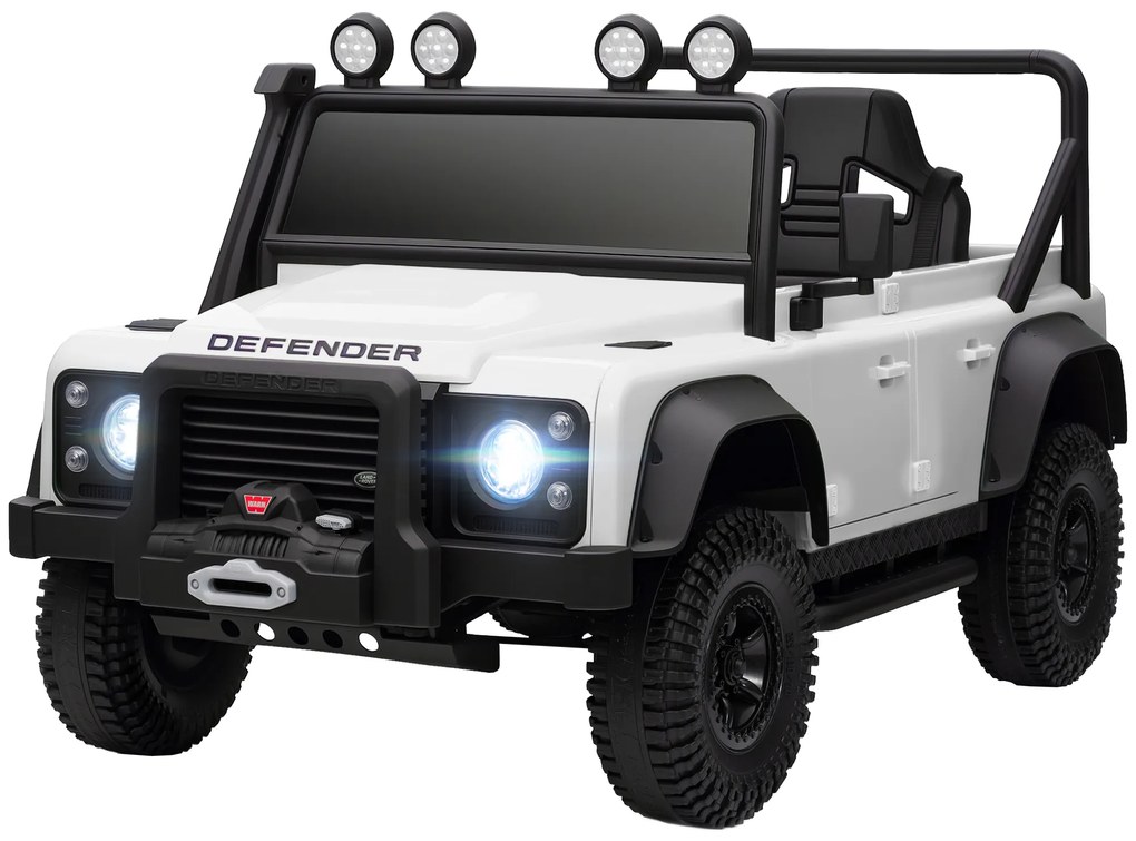 AIYAPLAY Mașină electrică pentru copii, telecomandă 2,4G, 3 viteze, 4 roți cu suspensie, muzică, lumini LED și claxon, alb | Aosom Romania