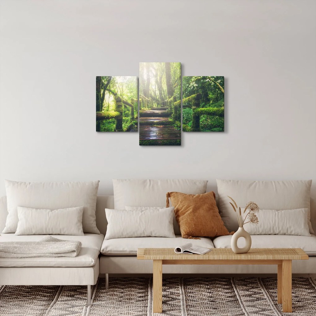 Tablou - trepte din lemn în pădure (90x60 cm)
