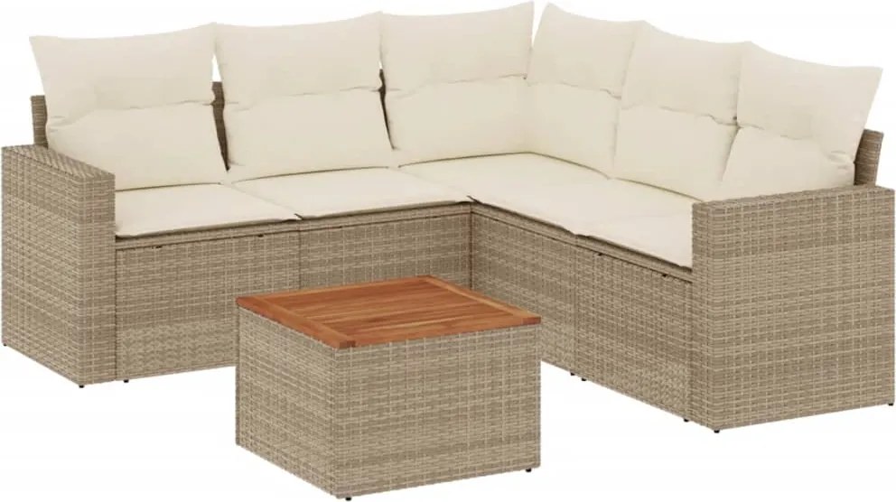 vidaXL Set canapele de grădină cu perne, 6 piese, bej, poliratan