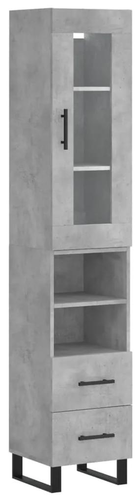 3199325 vidaXL Dulap înalt, gri beton, 34,5x34x180 cm, lemn prelucrat