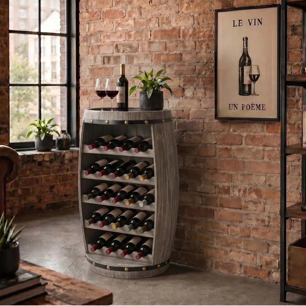 Raft pentru sticle- Bar design colonial Chateau 80cm natur
